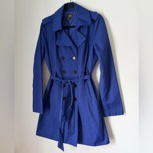 Express Women’s Cobalt Blue Double-Breasted Trench Coat Size L